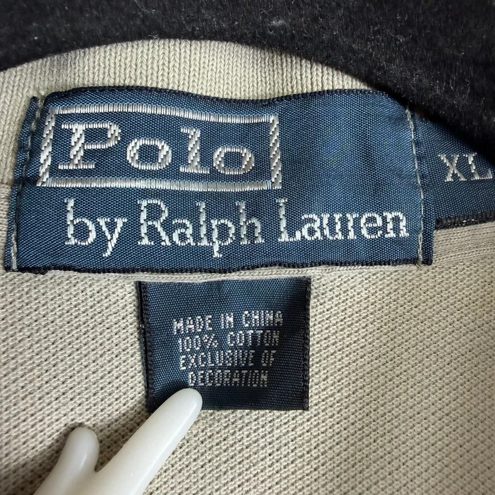 Polo Ralph Lauren Polo Shirt Mens XL Grey Tan Beige Short Sleeve Pique Cotton